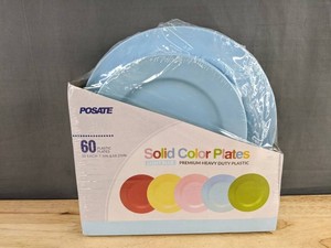 Posate Light Blue Plastic Plates, 60-Piece Set - Brand New Z