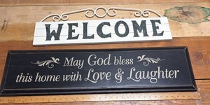 Welcome Sign and Home Blessing Wall Decor Mixed Lot, 2 Total