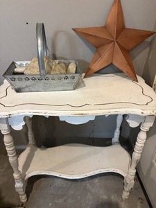 Rustic Farmhouse Decor Bronze Star, Silver Serving Tray, Wooden Table Mixed Lot,  4 Total