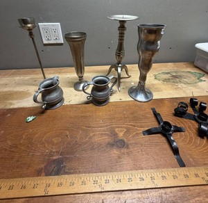 Metal Candlestick Holders and more, 8 Total