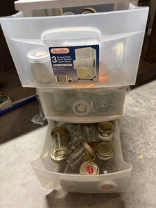 Sterilite 3-Drawer Cart With Assorted Glass Jars