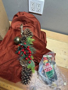 Christmas Pinecone, Velvet Tree Skirt  & Decorative Figure