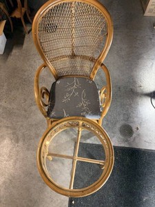 Rattan Chair & Glass Top Table Set