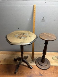 Wooden Pedestal Plant Stand Handcarved with Tippable Top & Plain Wooden Pedestal Plant Stand