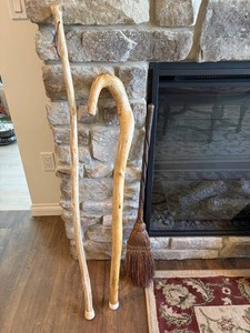 Handcarved Wood Canes & Broom