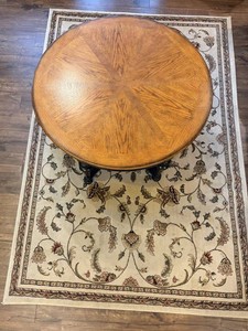 Round Wood Coffee Pedestal 48 Table & Oriental Rug