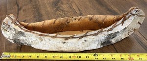 Handmade Birch Bark Canoe Model
