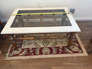 Glass Top Wood Coffee Table