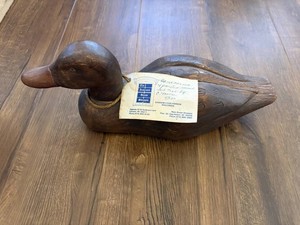 Hand-Carved Painted Teal Duck Decoy by C. Mace