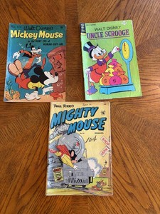 Disney Comic Book Lot of 3 Mickey Mouse Uncle Scrooge Mighty Mouse