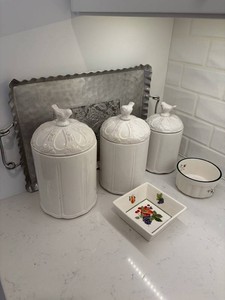 Kitchen Canisters & Hammered Aluminum Tray