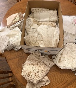 Vintage Handsewn Lace Table Linens