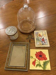 Margaret M. Gilbert & K. Bork Bird Watercolors, Glass Cloche & Frame Mixed Lot