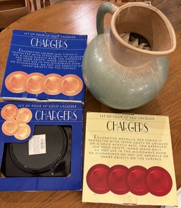 Decorative Pottery Pitcher & 13 Charger Plate Sets