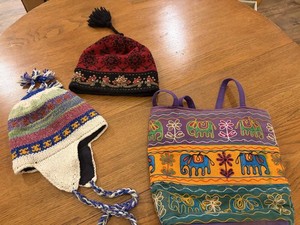 Knit Winter Hats & Embroidered Tote Bag