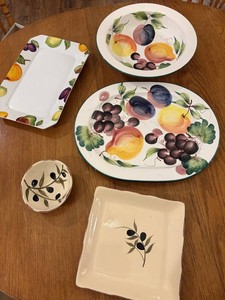 Italian Hand Painted Fruit Serveware, 5 Pieces
