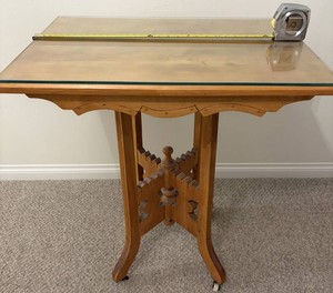 T. Mock & Co. Antique Wooden Folding Table With Glass Top