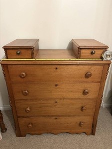 Antique Wood Dresser Chest With 6 Drawers
