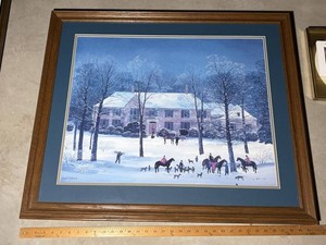 Michel Delacroix Signed Winter Equestrian Framed Print