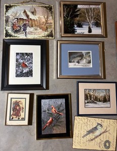 Framed Winter Art Mixed Lot, 8 Total