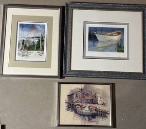 Stacy Small Framed Watercolor Art  & 2 Separate Other Artists Watercolors, 3 Total