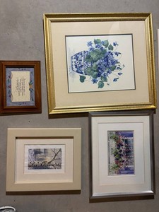Framed Floral & Winter Art Prints Mixed Lot, 4 Total