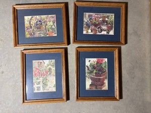 Framed Botanical Prints, Set of 4