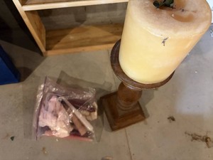 Wooden Candle Holder With Assorted Taper Candles