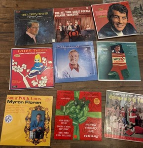 Vintage Vinyl Record Lot of Christmas, Polka & Story Albums, 9 Total