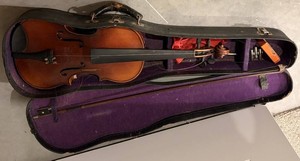 Antique Violin With Case & Bow