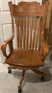 Vintage Oak Swivel Office Chair Circa 1900