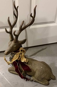 Decorative Reindeer Figurine With Ribbon Bow