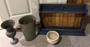 Metal Vase, Planter, Wall Shelf & Ceramic Pot