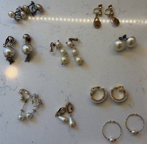 Pearl Style Earrings, 9 Pairs