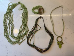 Beaded Statement Necklaces & Bracelet, 4 Total