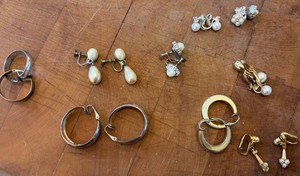 Assorted Clip-On Earrings & Hoops Mixed Lot, 8 Total