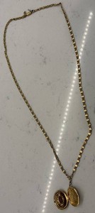 Gold-Tone Locket Pendant Necklace Marked 1928