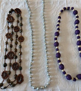 Mixed Beaded Necklaces, 3 Total