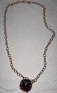 Statement Link Necklace With Faceted Pendant