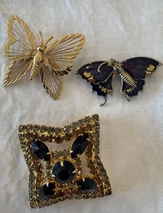 Butterfly Brooches & Rhinestone Brooches, 3 Total