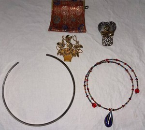 Mixed Jewelry Necklace Brooches & Bracelet, 4 Total