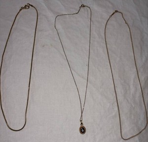 Mixed Necklace Lot With Oval Pendant, 3 Total