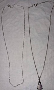 Silver Tone Necklace with Oval Pendant