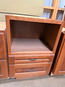 Cherry Finish OvenMicrowave Base Cabinet with 2 Storage Drawers