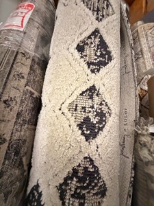 Approx. 79 x 99Black & White Moroccan Trellis Area Rug