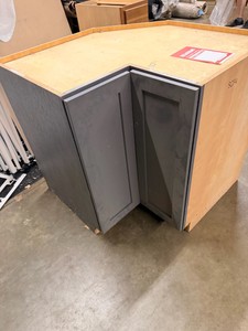 Blind Corner Base Kitchen Cabinet with extra drawer Dark Gray Shaker Style