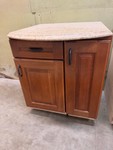 Kitchen Base Cabinet with Stone-Style Countertop - 2 Doors & Drawer