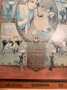 Vintage De Laval Cream Separators Metal Sign in Wood Frame 24 X 35 in