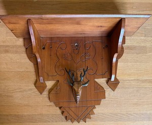 Antique Eastlake Carved Wood Deer Shelf 20 X 16 X 6 in