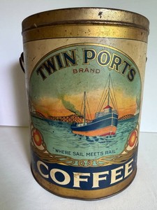 Vintage Twin Ports Brand Coffee Tin